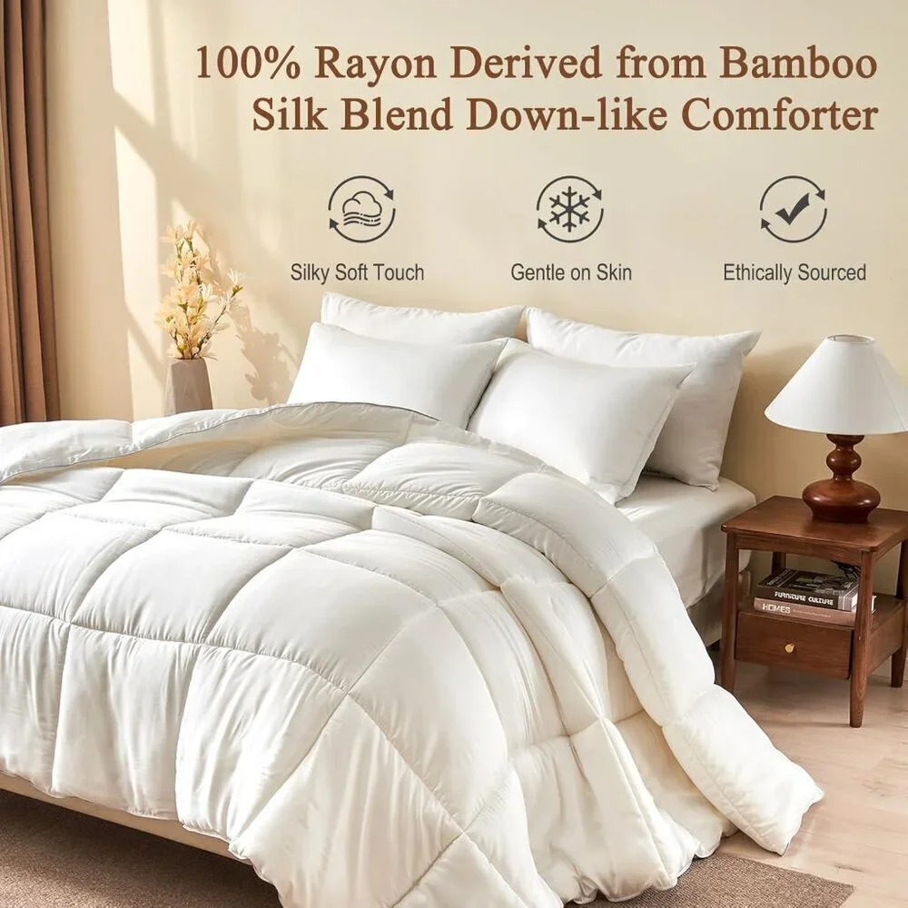 BPC 100% Rayon Derived from Bamboo Silk Blend Comforter Full/Queen Size,